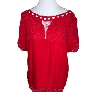 Vintage shirt Large Hibi Lace Works Red VTG